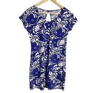 Lilly Pulitzer Daniela Seahorse Spectrum Navy Blue Tide Cap Sleeve Mini Dress XS